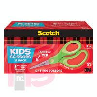 3M Scotch 12PK Kids Scissors 1442P-12  5 inch Green Pointed