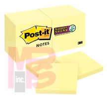 3M Post-it Super Sticky Notes 622-12SSCY  1 7/8 in x 1 7/8 in (47.6 mm x 47.6 mm)