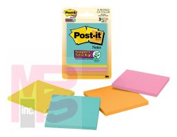 3M Post-it Super Sticky Notes 3321-SSMIA-B  3 in x 3 in (76 mm x 76 mm) Miami Collection 4 Pads/Pack 45 Sheets/Pad