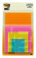 3M Post-it Super Sticky Notes 4622-SSMIA  Multi Sizes Miami Collection 4 Pads/Pack 45 Sheets/Pad