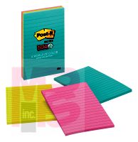 3M Post-it Super Sticky Notes 4645-3SSMIA  4 in x 6 in (101 mm x 152 mm) Miami Collection 3 Pads/Pack 45 Sheets/Pad Lined