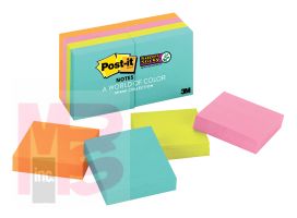 3M Post-it Super Sticky Notes 622-8SSMIA  1 7/8 in x 1 7/8 in (47.6 mm x 47.6 mm) Miami Collection 8 Pads/Pack 90 Sheets/Pad