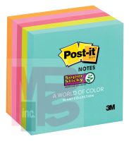 3M Post-it Super Sticky Notes 654-5SSMIA  3 in x 3 in (76 mm x 76 mm) Miami Collection 5 Pads/Pack 90 Sheets/Pad