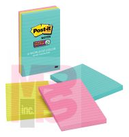 3M Post-it Super Sticky Notes 660-3SSMIA  4 in x 6 in (101 mm x 152 mm) Miami Collection 3 Pads/Pack 90 Sheets/Pad Lined