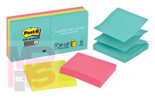 3M Post-it Super Sticky Pop-up Notes R330-6SSMIA  3 in x 3 in (76 mm x 76 mm) Miami collection 6 Pads/Pack 90 Sheets/Pad