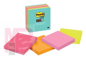 3M Post-it Super Sticky Notes 654-6SSMIA  3 in x 3 in (76 mm x 76 mm) Miami Collection 6 Pads/Pack 65 Sheets/Pad