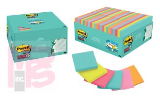 3M Post-it Super Sticky Notes 654-48SSMIA-CP  3 in x 3 in (76 mm x 76 mm) Miami Collection 48 Pads/Pack 70 Sheets/Pad