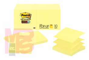 3M Post-it Super Sticky Pop-up Notes R330-10SSCY  Canary Yellow 3 in x 3 in 90 sht/pad 10 pad/pack