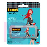 3M Scotch Essentials Wardrobe Tape Strips W-101-A  1/2 in x 3 in (1.27 cm x 7.62 cm) 36/Pack