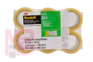 3M 311 PK6 Scotch Performance Box Sealing Tape Clear 72mm x 100m - Micro Parts & Supplies, Inc.