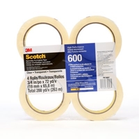 3M 600 Scotch Light Duty Packaging Tape Clear High Clarity 3/4 in x 72 yd - Micro Parts & Supplies, Inc.