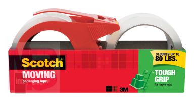 3M Scotch Tough Grip Moving Packaging Tape 3500-2-1RD  1.88 in x 54.6 yd (48 mm x 50 m) with dispenser