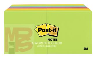 3M Post-it Notes  654-14AU 3 in x 3 in (76 mm x 76 mm) Jaipur colors 14 Pads/Pack