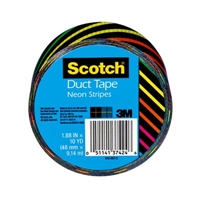 3M 910-NST-C Scotch(R) Duct Tape 1.88 in x 10 yd (48 mm x 9.14 m) Neon Stripes - Micro Parts & Supplies, Inc.