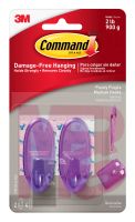 3M Command Purely Purple Clear Hooks  2 Medium Hooks  4 Clear Strips Clear  17091CLR-VES