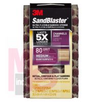 3M SandBlaster Ultra Flexible Sanding Sponge  20908-80-UFS 4.5 in x 2.5 in x 1 in 80 grit Medium 10/cs