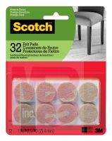 3M Scotch Round Felt Pads SP802-NA  Beige  1 in.  32/Pack