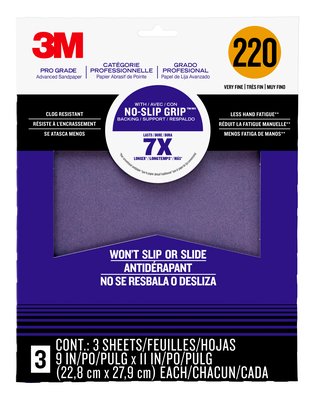 3M 25220P-G Pro Grade NO-SLIP GRIP Advanced Sandpaper 9 x 11 220 grit. - Micro Parts & Supplies, Inc.