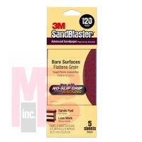 3M SandBlaster(TM) Sandpaper with NO-SLIP GRIP(TM) Backing 11120-G 3-2/3 in x 9 in 120 grit 5 sheets/pk 20 pk/case