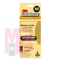 3M SandBlaster(TM) Sandpaper with NO-SLIP GRIP(TM) Backing 11180-G 3-2/3 in x 9 in 180 grit 5 sheets/pk 20 pk/case