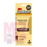 3M SandBlaster Sandpaper with NO-SLIP GRIP Backing  11220-G  3-2/3 in x 9 in  220 grit  5 sheets/pk