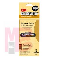 3M SandBlaster(TM) Sandpaper with NO-SLIP GRIP(TM) Backing 11320-G 3-2/3 in x 9 in 320 grit 5 sheets/pk 20 pk/case