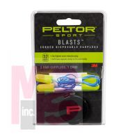 3M Peltor Sport Blasts Corded Disposable Earplugs 97081-10C  2 Pair Pack Neon Yellow