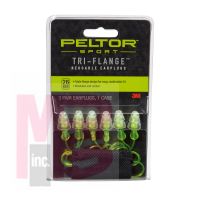 3M Peltor Sport Tri-Flange Corded Reusable Earplugs 97317-10C  3 Pair Pack Neon Yellow