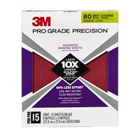 3M Pro Grade Precision Advanced Sanding Sheets 27080PGP-15 9 in x 11 in 80 grit Coarse 15/pk 5 pk/case