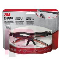 3M Performance Safety Eyewear  Aerodynamic Design 47090-WZ4 Black w/Red Accent Frame Clear Lens Anti-Fog