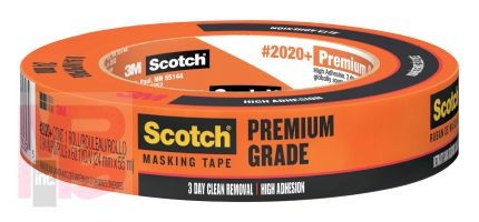 3M Scotch Masking Tape Premium Pro Grade  2020+OR24 .94 in x 60 yd (24 mm x 55 m) Orange