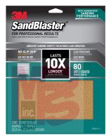 3M SandBlaster Sandpaper with NO-SLIP GRIP Backing  20080-G-4 9 in x 11 in  80-grit  4 sheets/pk