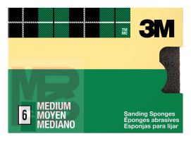 3M Sanding Sponge CP002-6P-CC  Medium 6-Pack 3.75 in x 2.625 in x 1 in