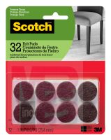 3M Scotch Round Felt Pads SP822-NA  Brown  1 in  32/pk