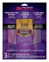 3M Pro Grade Precision Faster Sanding Sanding Sheets 220 grit Fine  26220TRI-3 9 in x 11 in 3/pk