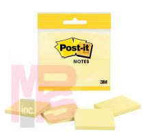 3M Post-it Notes  653-4-CY 1 3/8 in x 1 7/8 in (34.9 mm x 47.6 mm) Canary Yellow 4 pads 50 sheets per pad