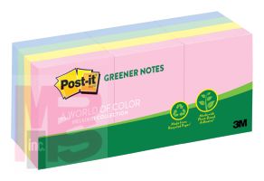 3M Post-it Greener Notes 653-RP-A  1-3/8 in x 1-7/8 in (34 9 mm x 47 6 mm) Helsinki Colors