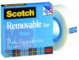 3M 811 Scotch Removable Tape 1/2 in x 1296 in Boxed - Micro Parts & Supplies, Inc.