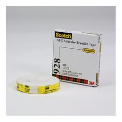 3M 928-1/2"x18yd-Box Scotch(R) ATG Repositionable Double Coated Tissue Tape Translucent White 0.50 in x 18 yd 2.0 mil - Micro Parts & Supplies, Inc.