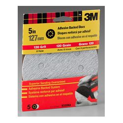 3M Adhesive Backed Discs 9320NA, 5 in, 8 Hole 5 pk Fine 120 Grit