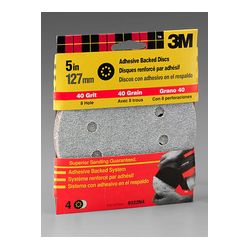 3M Adhesive Backed Discs 9322NA, 5 in, 8 Hole 4 pk Coarse 40 Grit