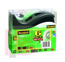 3M Scotch(R) Magic(TM) Tape 810-6BP, 3/4 in x 1000 in 6 pack 810 with dispenser