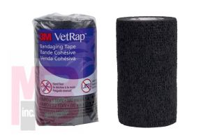 3M VetRap Bandaging Tape 1410BK-BK-LFHT  4 in x 5 yd (100 mm x 4.5 m) Latex Free  Hand Tear