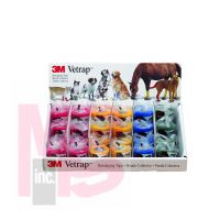 3M Vetrap Bandaging Tape Assorted Color Display 2  3 & 4" x 5 yd - Assorted red  blue  gold  hunter green. 16 rolls of 2"  8 rolls of 3" and 8 rolls of 4"