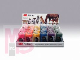 3M Vetrap Bandaging Tape 4" Bright Color Display  1410BRT  4" x 5 yd - 4 rolls each: lime green  hot pink  bright orange  gold  teal purple