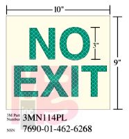 3M 3MN114PL Photoluminescent Film 6900  Shipboard Sign 10 in x 9 in NO EXIT - Micro Parts & Supplies, Inc.