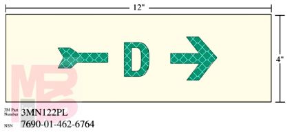 3M Photoluminescent Film 6900  Shipboard Sign 3MN122PL 12 in x 4 in D W/RGT ARW 10/pkg