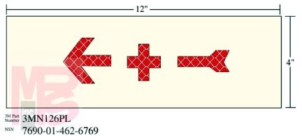 3M Photoluminescent Film 6900  Shipboard Sign 3MN126PL 12 in x 4 in + W/ARROW 10/pkg