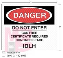 3M Diamond Grade Safety Sign 3MN204DG "DANGER IDHL"  6 in x 5 in 10 per package