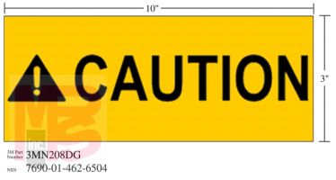 3M Diamond Grade Safety Sign 3MN208DG "CAUTION"  10 in x 3 in 10 per package